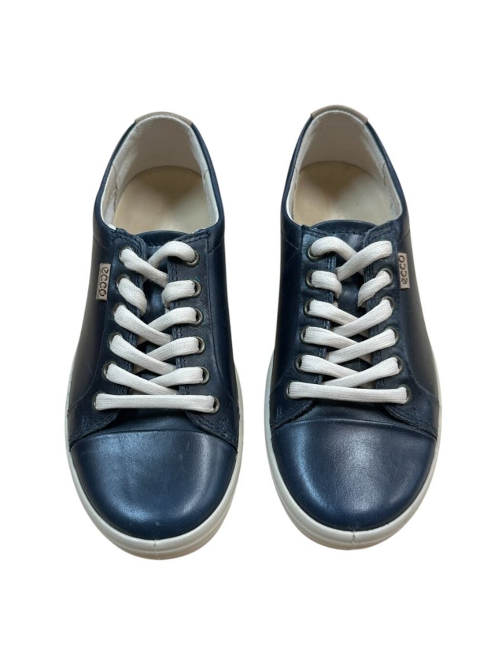 ECCO Women's Navy Blue Leather Lace Up Sneakers Size 5-5.5 Euro 36 - Picture 2 of 5
